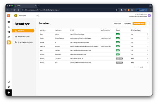 2026-01-09 Vaira Office Nutzer hinzufügen 1