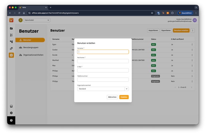 2026-01-09 Vaira Office Nutzer hinzufügen 2