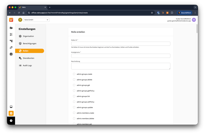 2026-01-09 Vaira Office Rolle erstellen 1