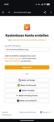 2026-01-12 Vaira App Account erstellen 1-2
