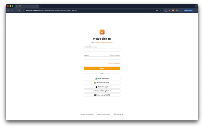 2026-01-12 Vaira Office Passwort vergessen 1