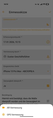 2026-01-21 Vaira App Feldtyp Vermessung 2