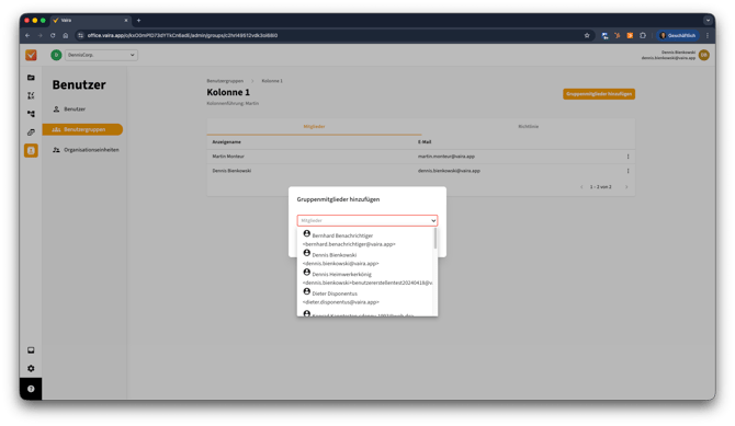 2026-02-04 Vaira Office Nutzer zu Nutzergruppen hinzufügen 3