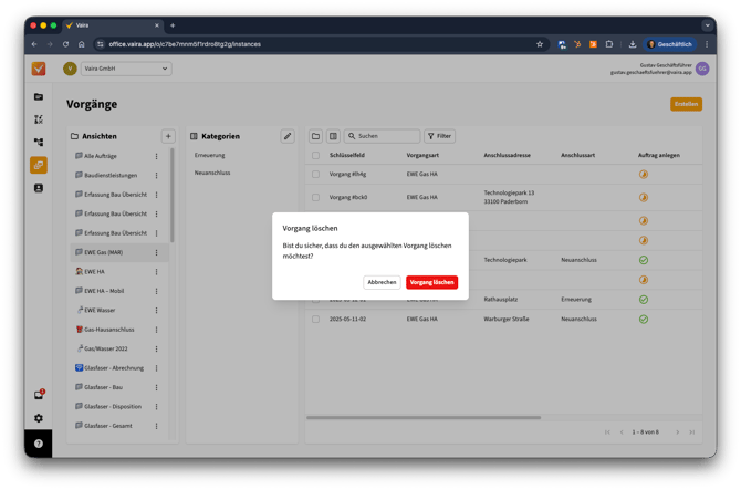 2026-02-10 Vaira Office Vorgänge löschen 1