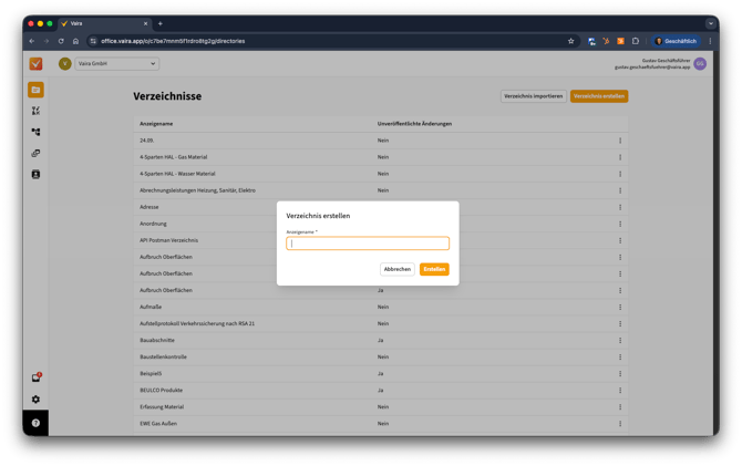 2026-02-19 Vaira Office Neues Verzeichnis erstellen 2