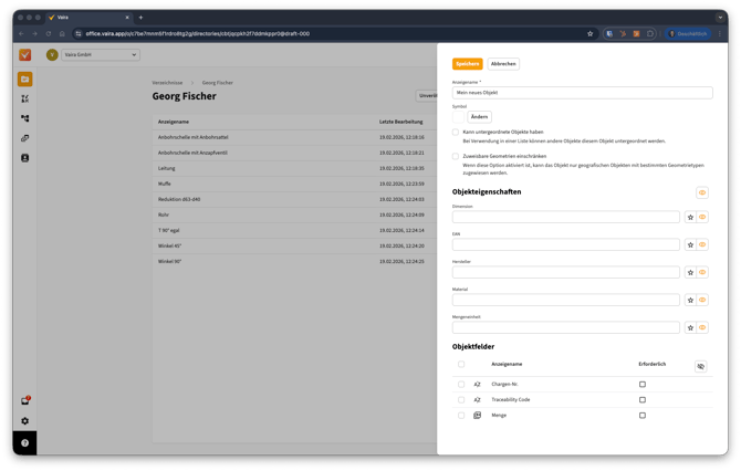 2026-02-20 Vaira Office Bauteile und Leistungspositionen zu Verzeichnissen hinzufügen 3