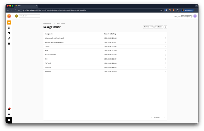 2026-02-20 Vaira Office Bauteile und Leistungspositionen zu Verzeichnissen hinzufügen